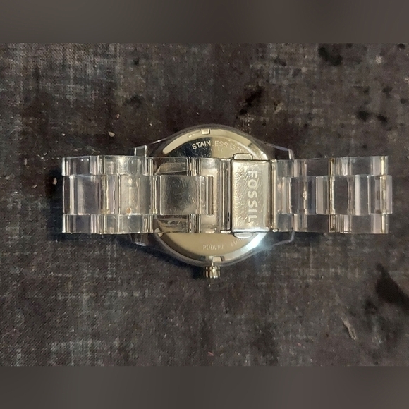 Fossil Clear Acrylic band and case iced out - Picture 4 of 5